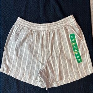 Briggs New York High Waist Striped Cream Shorts